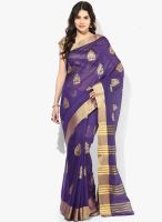 Urban Vastra Blue Printed Silk Blend Saree