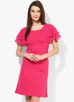 AND Pink Colored Solid Shift Dress