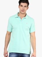 American Swan Green Solid Polo T-Shirts