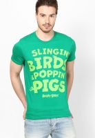 Angry Birds Green Printed Round Neck T-Shirts