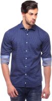 Blue Monkey Men's Polka Print Casual Blue Shirt