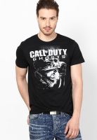 Call Of Duty Black Printed Round Neck T-Shirts