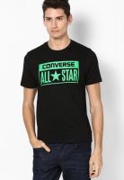 Converse Black Printed Round Neck T-Shirts