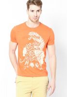 Ed Hardy Orange Crew Neck T Shirt