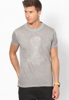 Fifa Grey Solid Round Neck T-Shirt