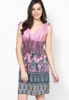 Heart 2 Heart Pink Colored Printed Skater Dress