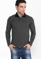 Highlander Black Striped Polo TShirt