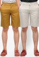 Hubberholme Pack Of 2 Solids Beige And Cream Shorts
