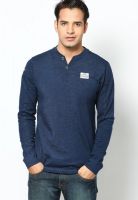 Jack & Jones Blue Printed Round Neck T-Shirt