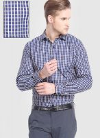 Mark Taylor Blue Check Slim Fit Formal Shirt