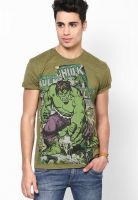 Marvel Green Printed Round Neck T-Shirts