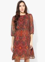 Park Avenue Multicoloured Printed Shift Dress With Belt