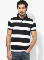 Peter England Black Solid Polo T-Shirts