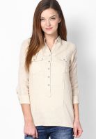 Soie Beige Solid Blouse