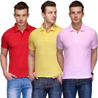 Teesort Solid Men's Polo Neck Multicolor T-Shirt(Pack of 3)