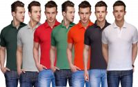 Teesort Solid Men's Polo Neck Multicolor T-Shirt(Pack of 7)