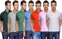 Teesort Solid Men's Polo Neck Multicolor T-Shirt(Pack of 7)