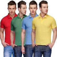 Teesort Solid Men's Polo Neck Multicolor T-Shirt(Pack of 4)