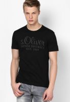 s.Oliver Black Round Neck T-Shirt