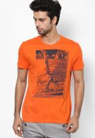 s.Oliver Orange Round Neck T-Shirt