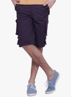 Alley Men Purple Solid Shorts