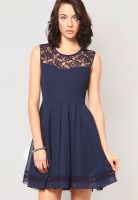 Besiva Sleeve Less Blue Solid Dress