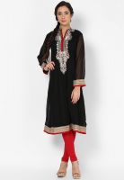 Dhwani Black Embroidered Kurta