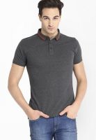 Highlander Grey Milange Solid Polo TShirts