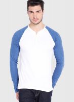 Highlander White Solid Henley TShirts