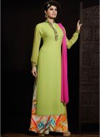 Inddus Green Solid Dress Material