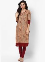 Kira Beige Printed Kurtas