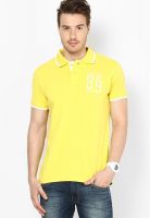 Lee Yellow Solid Polo T-Shirts