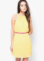Mineral Yellow Colored Solid Shift Dress