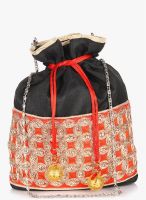 Molcha Red Ethnic Embroidered Potli