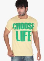 Radbone Yellow Printed Round Neck T-Shirts