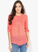 Raindrops Pink Solid Georgette Shirt