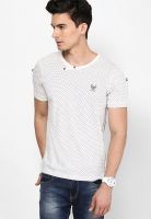 Ringspun White Printed Round Neck T-Shirts