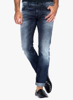 Rookies Blue Mid Rise Slim Fit Jeans