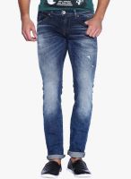 Rookies Blue Mid Rise Slim Fit Jeans