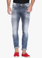 Rookies Blue Mid Rise Slim Fit Jeans