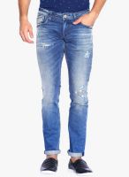 Rookies Blue Mid Rise Slim Fit Jeans