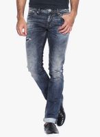 Rookies Blue Mid Rise Slim Fit Jeans