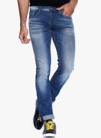 Rookies Blue Mid Rise Slim Fit Jeans