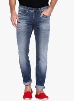 Rookies Blue Mid Rise Slim Fit Jeans