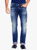 Rookies Blue Mid Rise Slim Fit Jeans