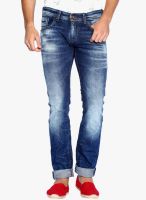 Rookies Blue Mid Rise Slim Fit Jeans