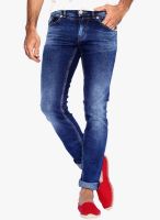 Rookies Blue Mid Rise Slim Fit Jeans