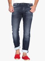 Rookies Blue Mid Rise Slim Fit Jeans