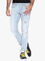 Rookies Blue Mid Rise Slim Fit Jeans