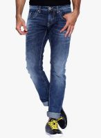 Rookies Blue Mid Rise Slim Fit Jeans